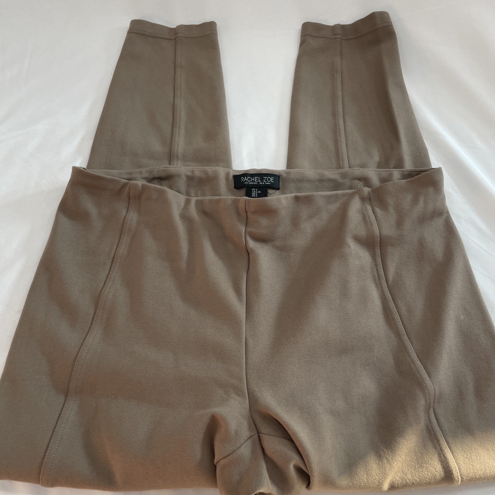Rachel Zoe Women 4-Way Stretch Pull On Hi-Rise Slim Leg Ankle Pants SZ L Brown