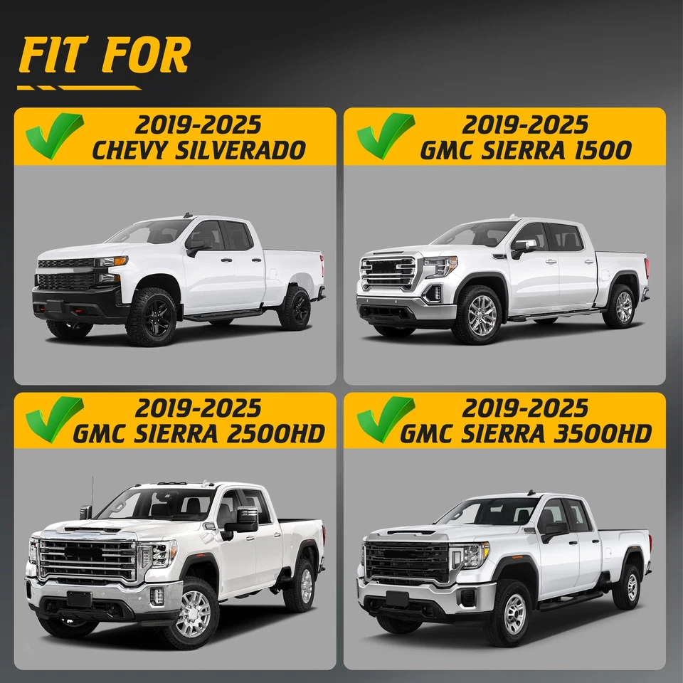 Running Boards Fit for 2020-2025 Chevrolet Silverado/GMC Sierra 2500 HD 3500 HD Foto 2 de 4