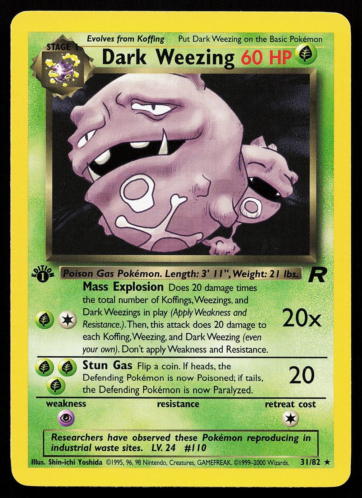 Dark Weezing 31/82 1st Edition Rare Team Rocket Pokemon Card