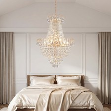 22 inch Luxury French Gold Crystal Chandelier 10 Light Pendant Kitchen Fixture