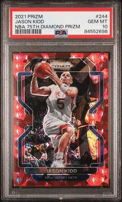 Jason Kidd New Jersey Nets NBA 2021 Panini Prizm 75th Anniv. Diamond /75 PSA 10