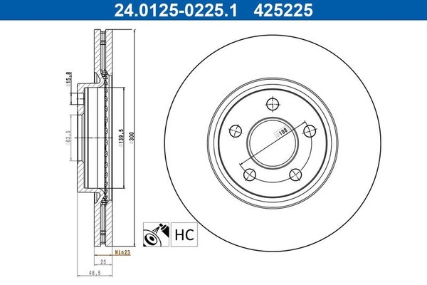 2Er Set Bremsscheiben Ate 24.0125-0225.1 Ford 2279487 2279488 KV6C-1125-CC-image
