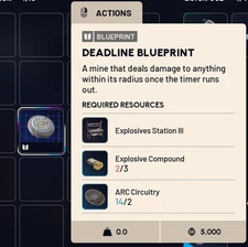 DEADLINE BLUEPRINT ARC RAIDERS, NEW BLUEPRINT FOR SALE