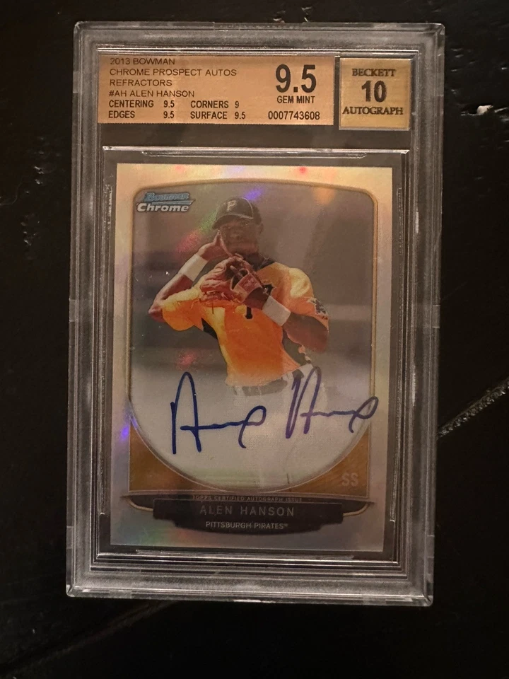 Bowman Chrome Refractor Auto 2013 Alen Hanson BGS 9,5/10 Pirates #/500 Foto 2 de 3