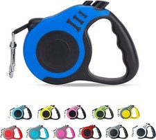 Retractable Dog Leash 10/16Ft Blue Telescopic Non-Slip Handle Small Medium Dogs