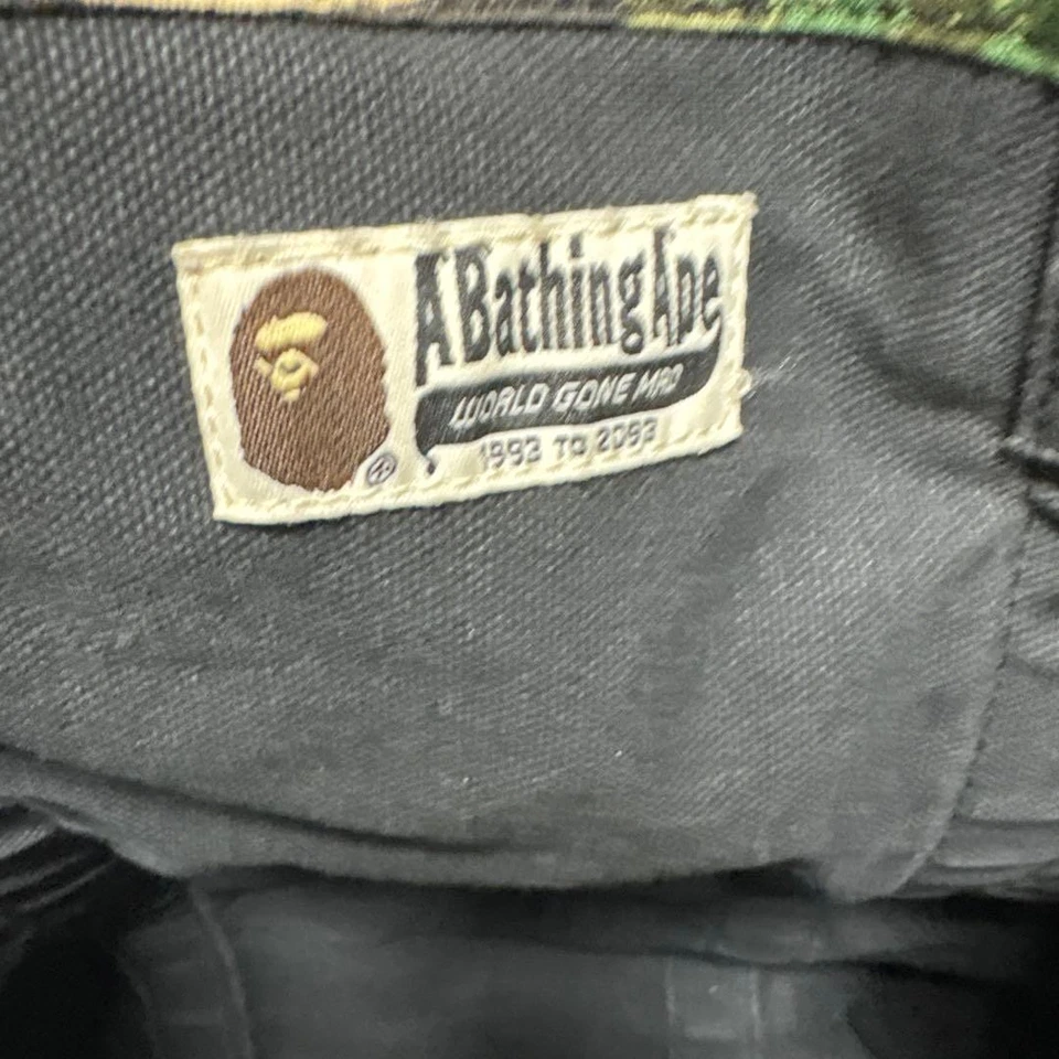 Auténtico bolso de mano de lona camuflado A Bathing Ape de gran capacidad verde/negro Foto 3 de 3