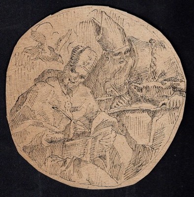 French School Heiliger Georg Ambrose Zeichnung drawing dessin 17. Jh.