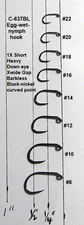 50 Egg-Wet-Nymph Hooks-Barbless Black-nickel C-637BL