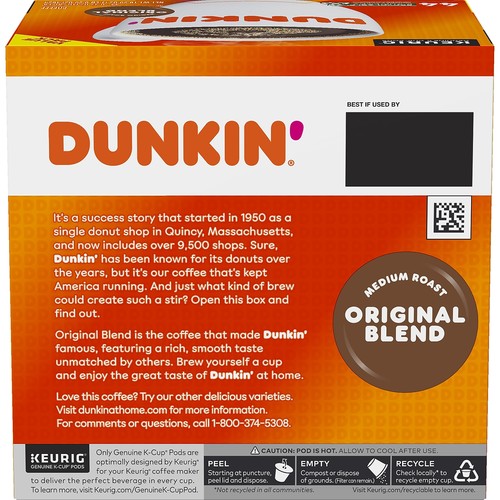 Dunkin' Donuts Original Blend Coffee K-Cup Pods Medium Roast 44/Box (006933) - Picture 5 of 5