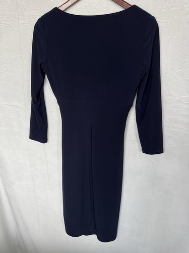 Vestido Midi Lauren Ralph Lauren Elegante Imitación Envolvente Acanalado Femenino Slinky Talla 2 - Imagen 5 de 9