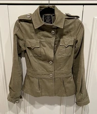Gwen Stefani Lamb Army Green Military Style Jacket Size 2 Cotton Wool Y2K