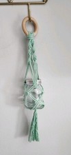Mini Turquoise Macrame Plant Wall Hanger Boho Hanging Knotted Home Decor