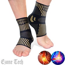 Copper Ankle Support Brace Compression Sleeve Socks Elastic Foot Pain Relief