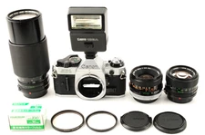 [N MINT] Canon AE-1 Program 35mm Film Camera w/ New FD NFD 3Leses JAPAN