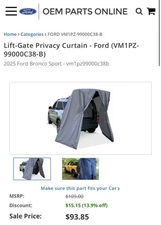 Lift-Gate Privacy Curtain - Ford (VM1PZ-99000C38-B) 2025 Ford Bronco Sport
