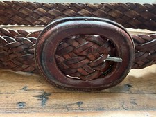 Ceinture homme en cuir marron tressée uni, boucle ovale, boucle de ceinture