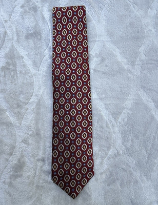 Jos. A. Bank Men's Silk Tie Red/White/Blue/Gold Geometric Pointed