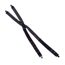 VTG Harley Davidson Suspenders Adj Black Orange H D Logo Leather Back ID Patch