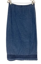 Christopher  Banks Jean Skirt Womens Size 8 Blue Denim Cotton Maxi Straight Y2K
