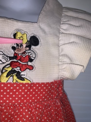 Vintage Kids Baby Walt Disney Productions Minnie & Mickey Mouse Red & Ivory 2T - Picture 8 of 12