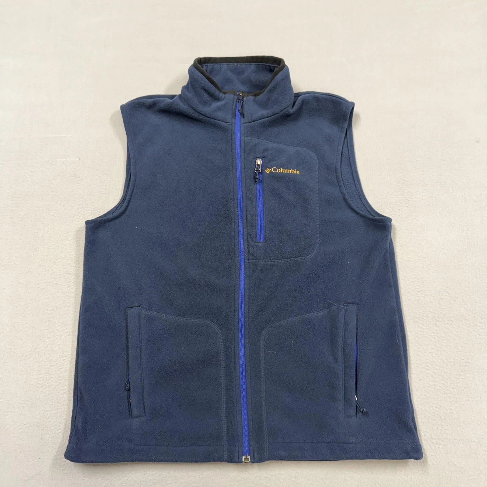 Columbia Vest Mens Medium Blue Fleece Full Zip Pockets Interchange Hiking