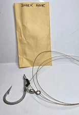 Vintage Mustad & Son Shark Hook with Steel Leader Cable Big Game Saltwater Fish