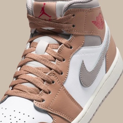 Air Jordan 1 Mid Men's Size 8.5 Hemp/Fire Red-White DQ8426-200