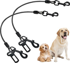 Fiyade 2 PACK Dog Car Seat Belt, Chew Proof Steel Rope Cable Dog Car Harnesses, 