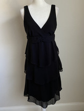 Vtg Bisou Bisou 90s Women's 8 Black Tiered Sleeveless Cocktail Dress USA Made