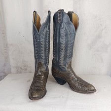 Vintage Black Label Tony Lama Snake Skin Cowboy Boots Women's Size 5