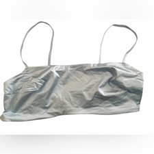 Auden Satin Blue Unlined Scoop neck Bralette NWT