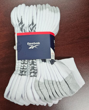 Reebok Men's 8 Pack Cushion Low Cut Arch Support Sock for Shoe Size 6-12.5 WHITE