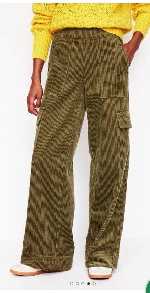 Boden Cord Pull-On Pants in Olive/Khaki Size 2 - Image 2 of 4
