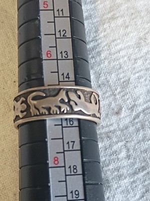SHUBE Sterlingsilber geschnitzt FROSCH KANINCHEN EIDECHSE FISCH Ring Bandgröße 7 0129 A2