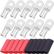 10pcs 1/0 Gauge 5/16 Ring Terminal Connectors Heavy Duty Tinned Copper Battery