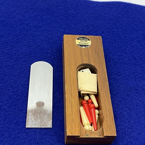 Vintage Drueke Wood Pocket Clapper Game Travel Case Mini Dice Pegs - Picture 3 of 6