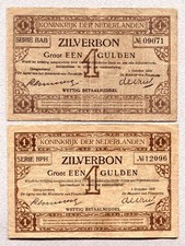 NETHERLANDS 2x1 Gulden 1918, P13 aF, F/VF.