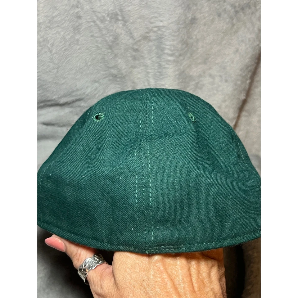 Vintage New Era Green Baseball Hat Size 7 3/8, "N" Logo Wool USA Made Cap - Image 3 of 4