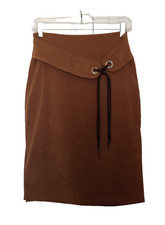 Vintage Faux Suede Midi Skirt sz M Camel Tan Western Boho