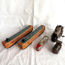 Showa retro tin train locomotive 5 pieces #9b944d