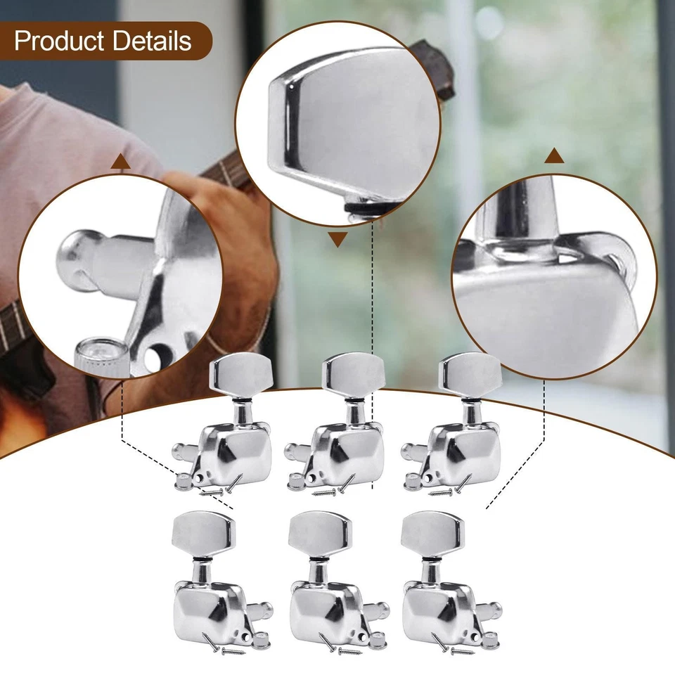 6 Mécaniques Pour Guitares électro-acoustiques, 3+3 Boutons - Photo 3/4