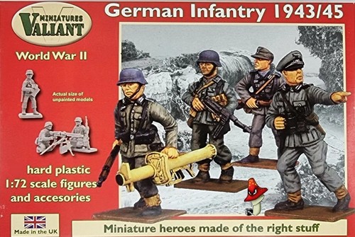 Valiant 1/72 Segunda Guerra Mundial Infantería Alemana 1944-45 VM002 1 x Sprue 17 figuras sin caja - Imagen 1 de 4