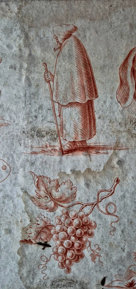 Old & rare leaf with original 'study' drawings on paper, around 1800 - image 4 of 4