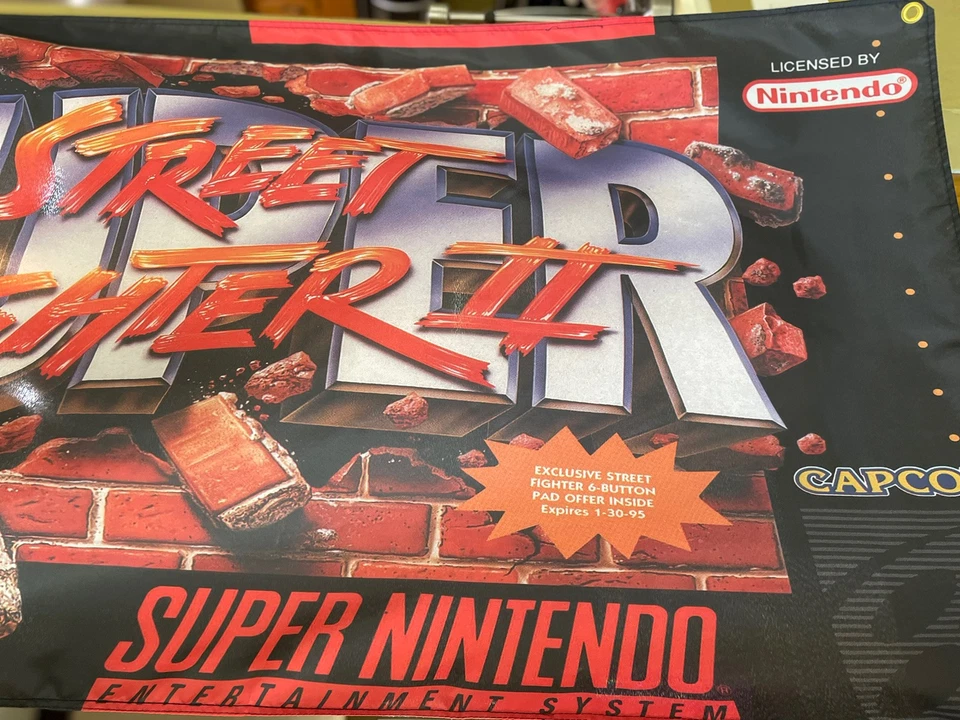 Super Street Fighter II 5ft Flag Banner Poster Turbo SNES CAPCOM Nintendo - Image 3 of 3