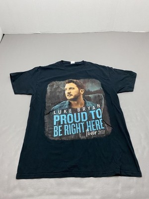 Luke Bryan Shirt Mens Medium Black Proud To Be Right Here Tour 2021 Concert Tee
