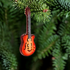 Orange Guitar Christmas Ornament