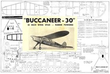 Berkeley Model Airplane Plans FF : Buccaneer 30 - 30" Wingspan Rubber-Powered
