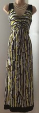 Size 8 Linea Brown & Yellow Mix Sleeveless Stretchy Maxi Dress NEW