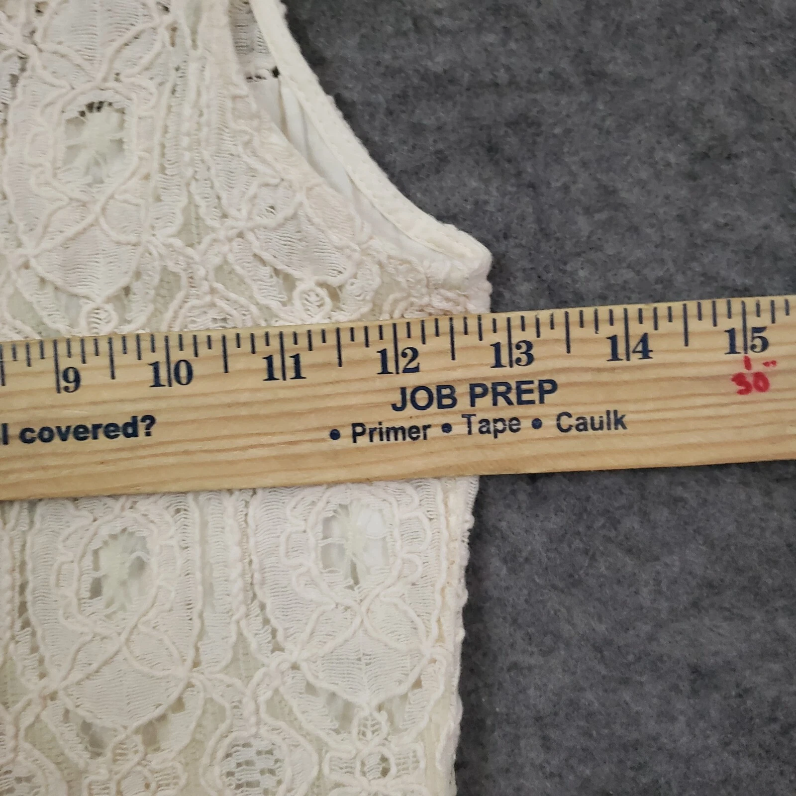 OFF WHITE Abito BB Dakota donna 0 canotta senza maniche aderente e svasato uncinetto pizzo bianco sporco