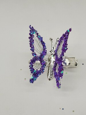 Purple Butterfly Hair Clip Moving Wings Like The 90s | eBay display picture 1